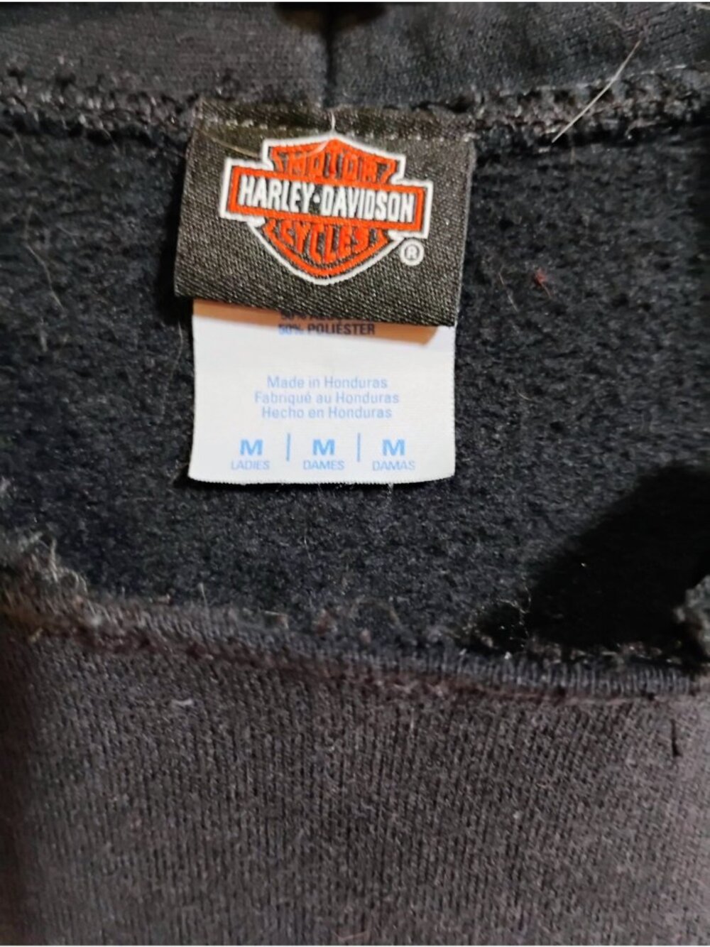 Harley-Davidson Womens Black Hooded Sweatshirt Medium Skull Logo Graphic - Picture 3 of 5